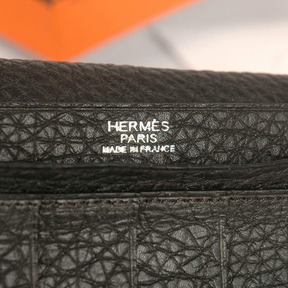 High Quality Hermes Bearn Japonaise Original Leather Wallet H8022 Black Fake - Click Image to Close